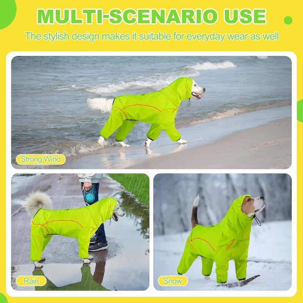 Dog Raincoat, Waterproof Dog Rain Jacket with Removable Hood Size: S